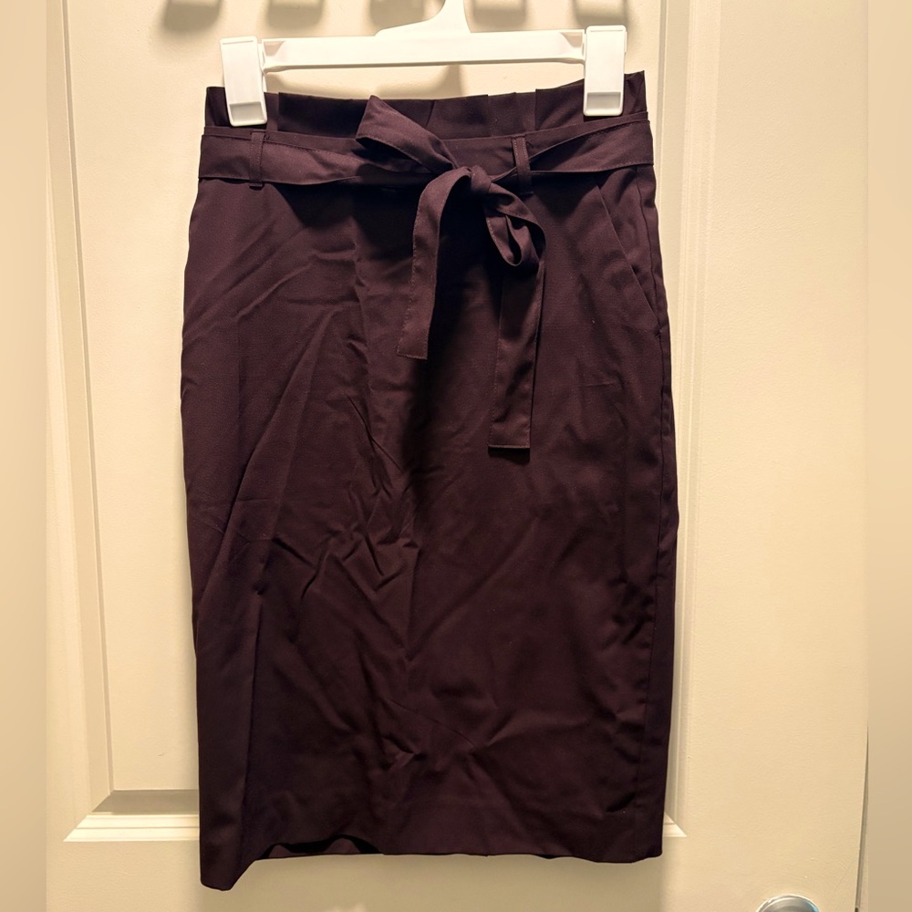 Paperbag Maroon Pencil Skirt w/ Pockets